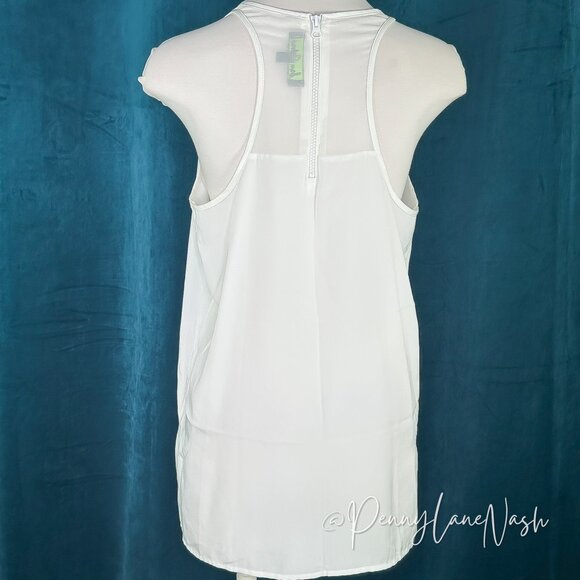 Sam Edelman Sheer Yoke Tank Top Medium M White - Picture 8 of 13
